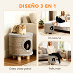 3-in-1 Cat House & Scratching Post