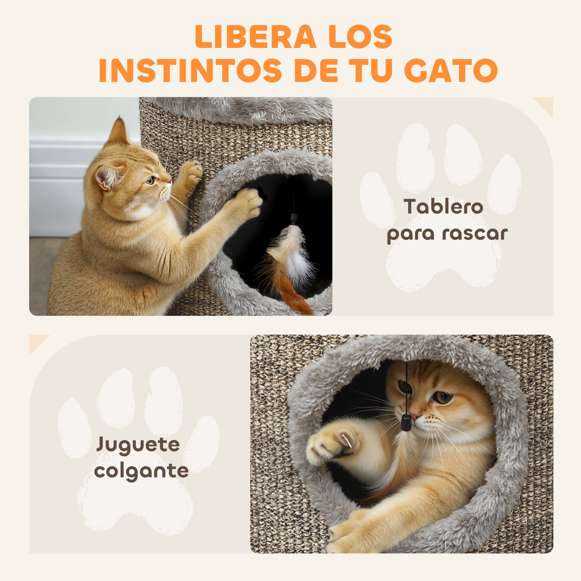 3-in-1 Cat House & Scratching Post