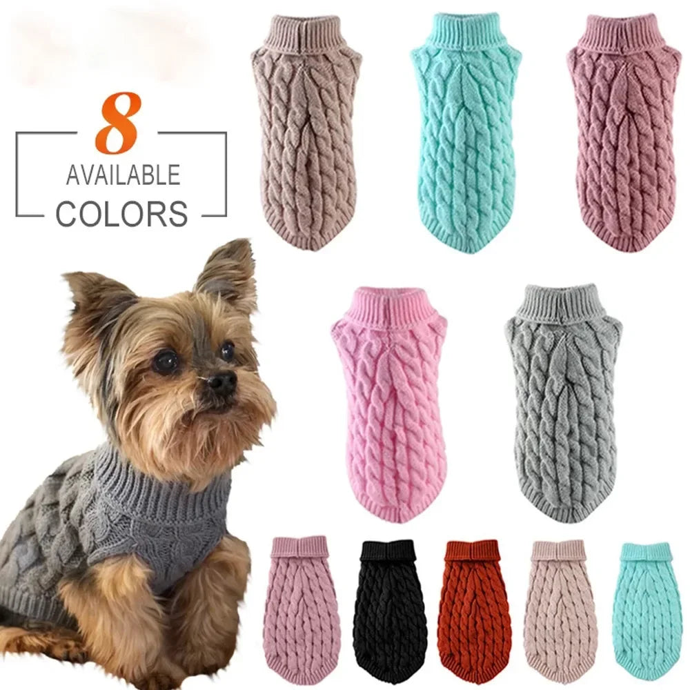 Knitted Cable-Knit Dog Sweater