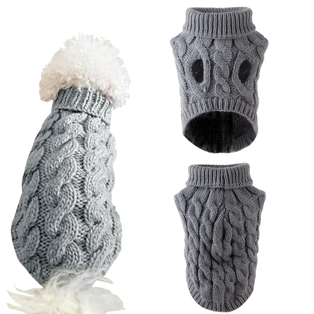 Knitted Cable-Knit Dog Sweater