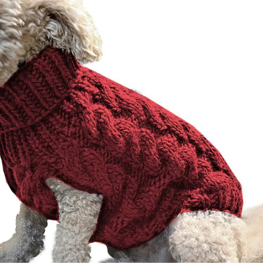 Knitted Cable-Knit Dog Sweater