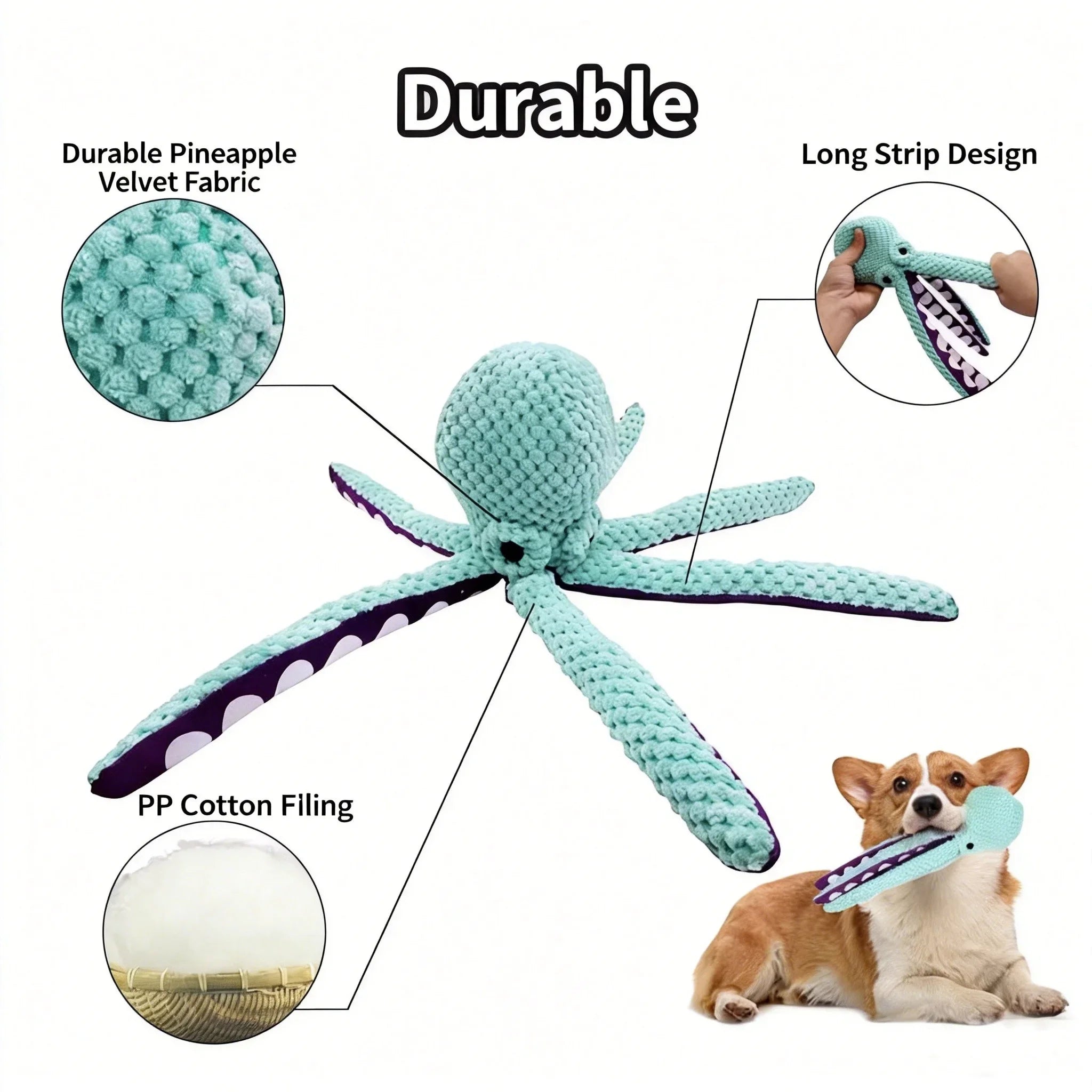 Plush Octopus Squeaky Dog Toy