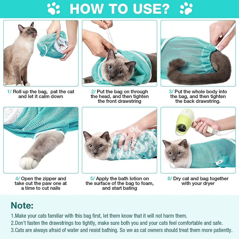 Mesh Cat Bathing & Grooming Bag