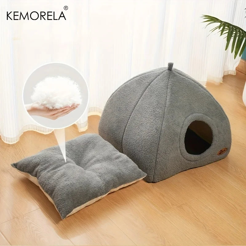 2-in-1 Winter Cat House Bed