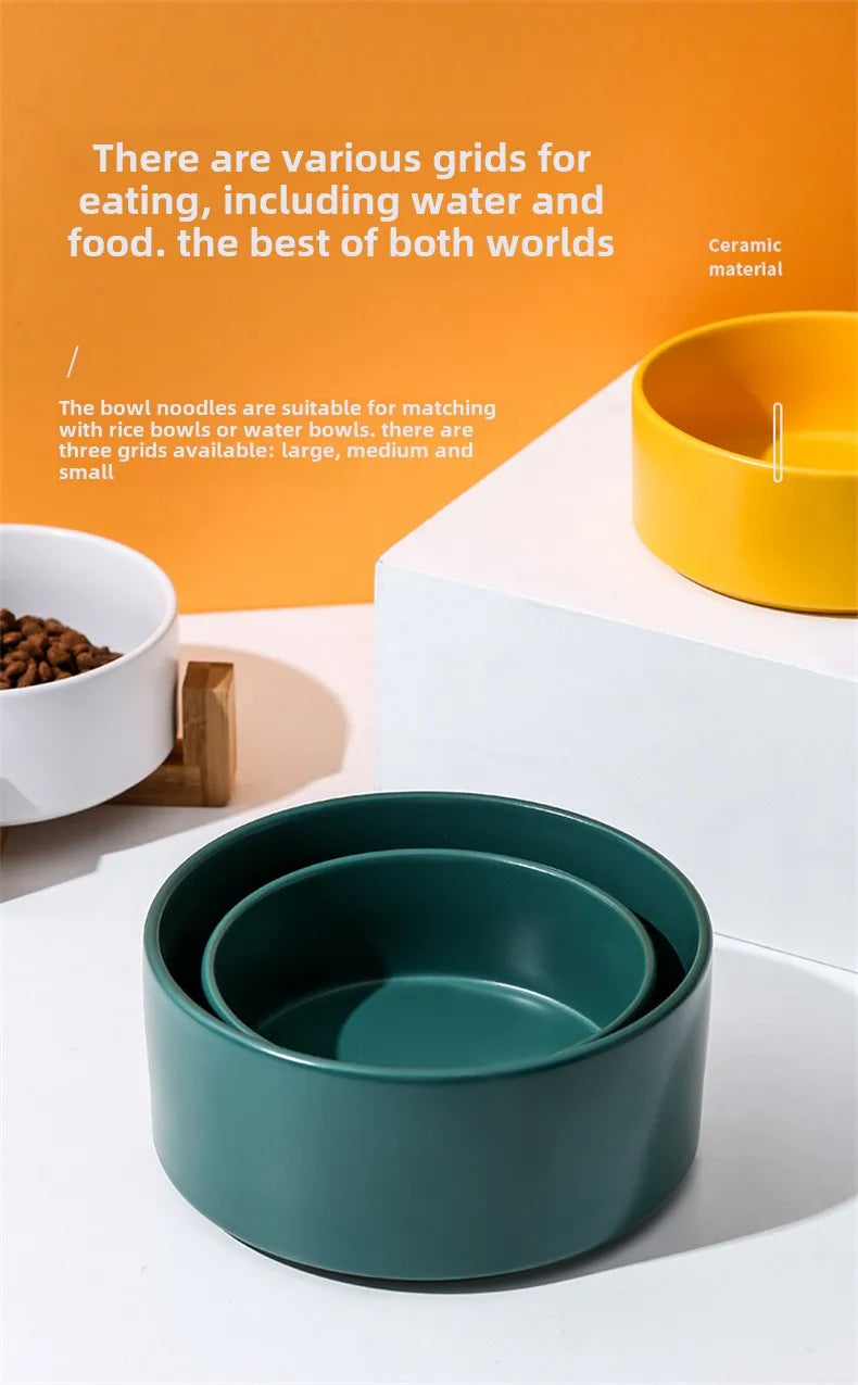 Ceramic Pet Bowl with Wood Stand