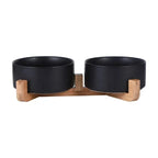Ceramic Pet Bowl with Wood Stand