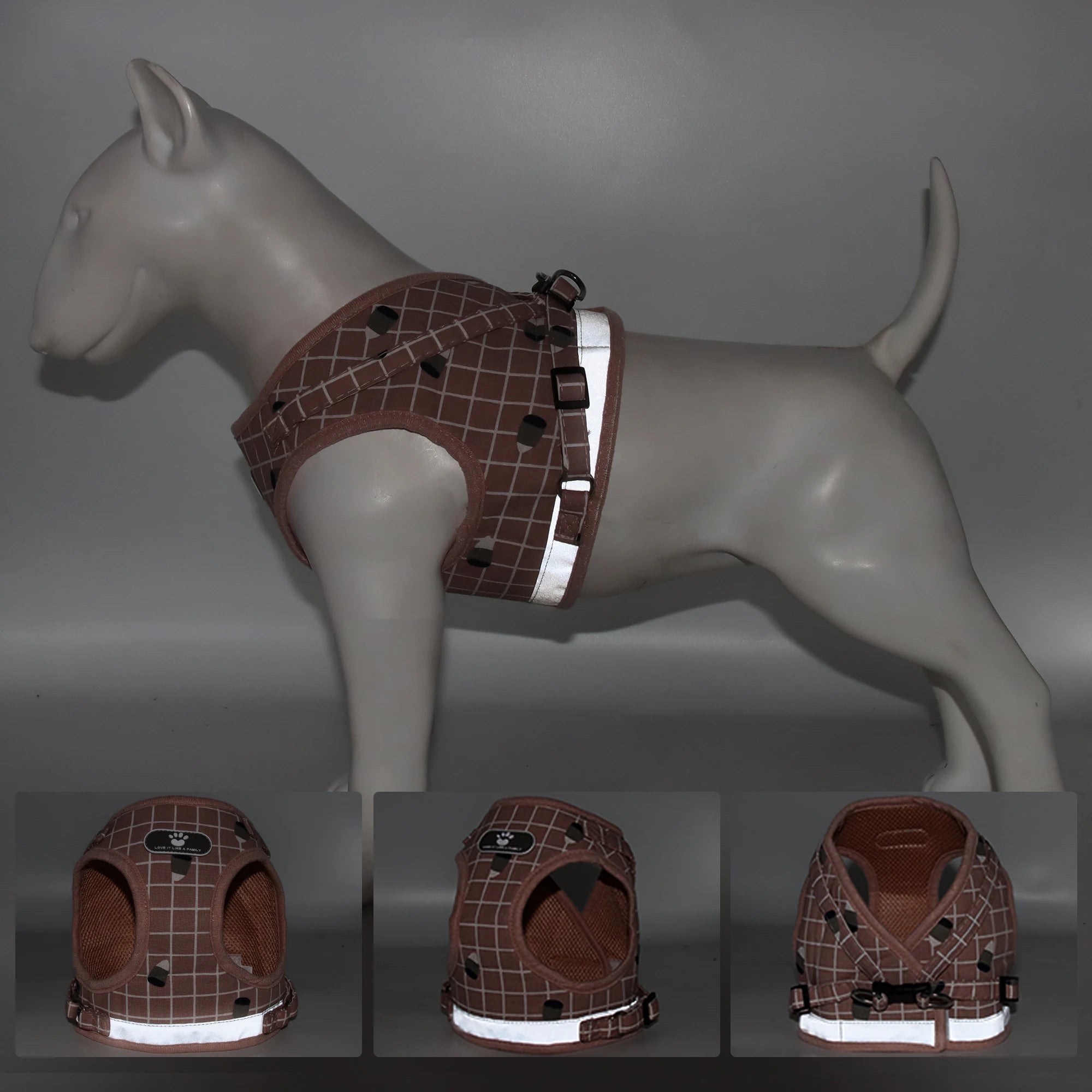 Plaid Small Dog Harness & Leash