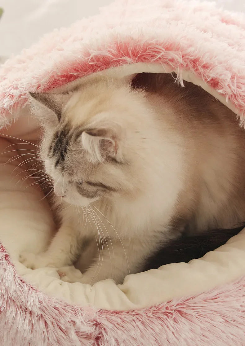 Plush Semi-Enclosed Cat Nest