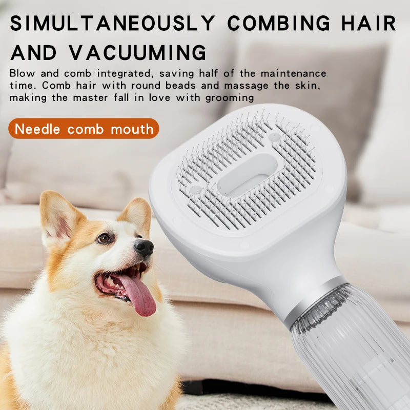 SoftAura 2026 New Pet Hair Dryer Blowing Comb Strong Wind Dog Grooming Brush Cool Air Drying Professional Home Pet Care