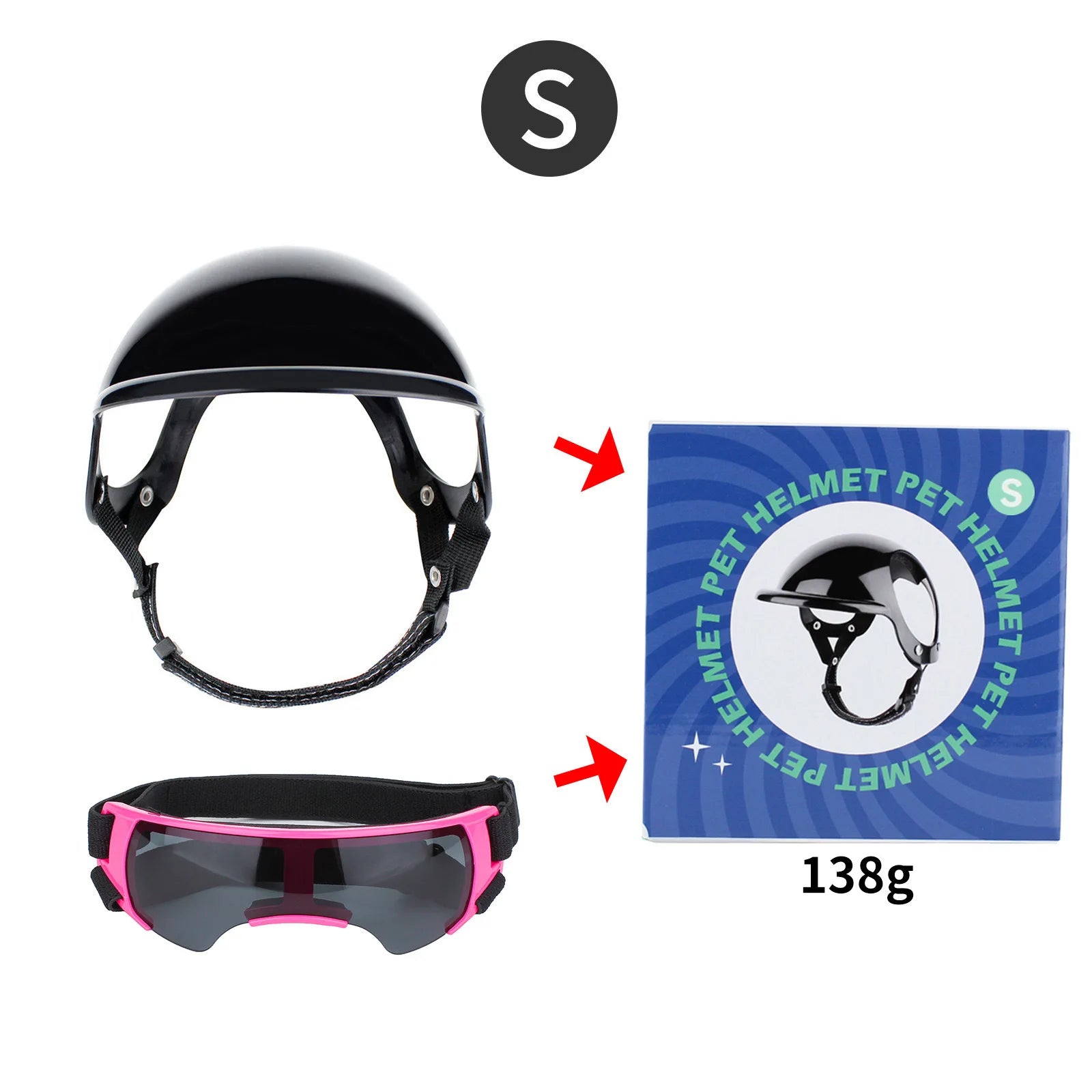 Motorcycle Style Pet Helmet & Glasses