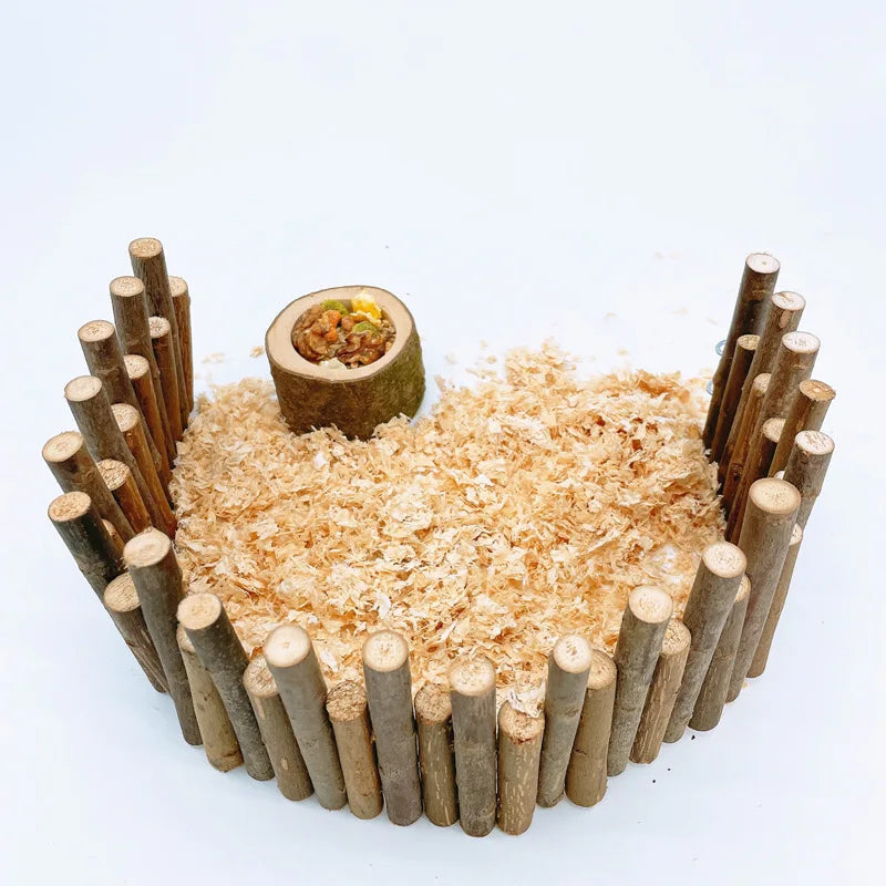 Wooden Hamster Food Bowl & Gnaw Toy