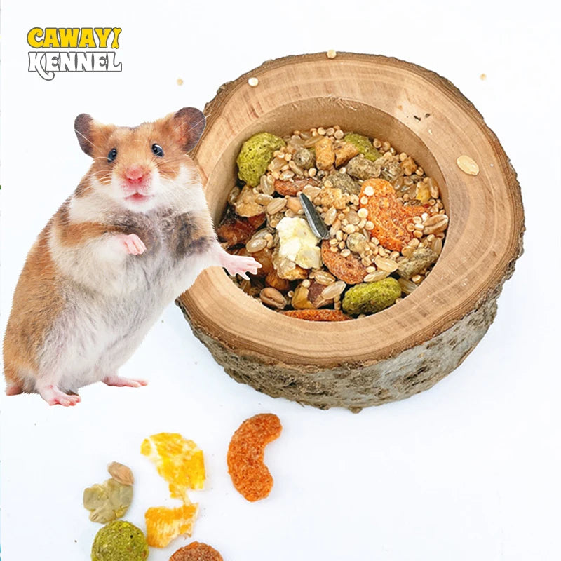 Wooden Hamster Food Bowl & Gnaw Toy