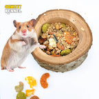 Wooden Hamster Food Bowl & Gnaw Toy