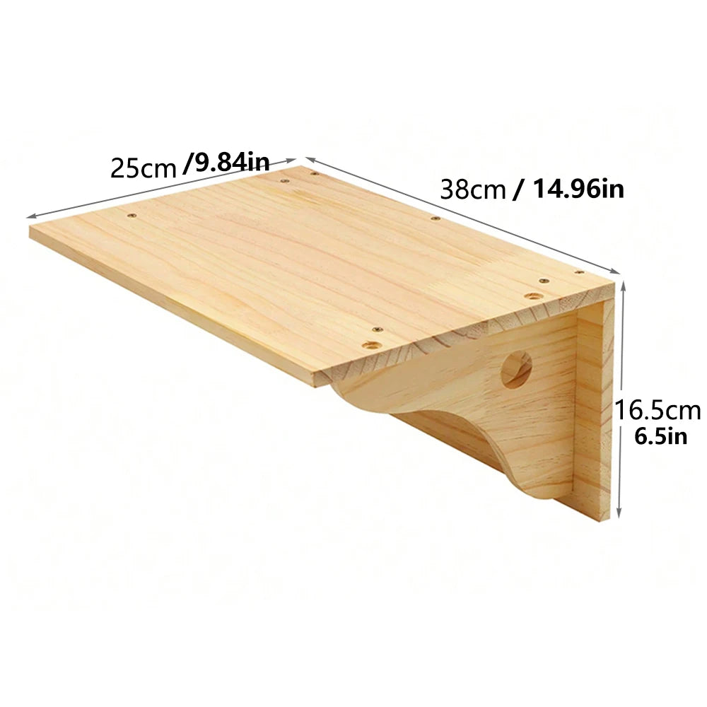 Modern Hardwood Cat Wall Shelf