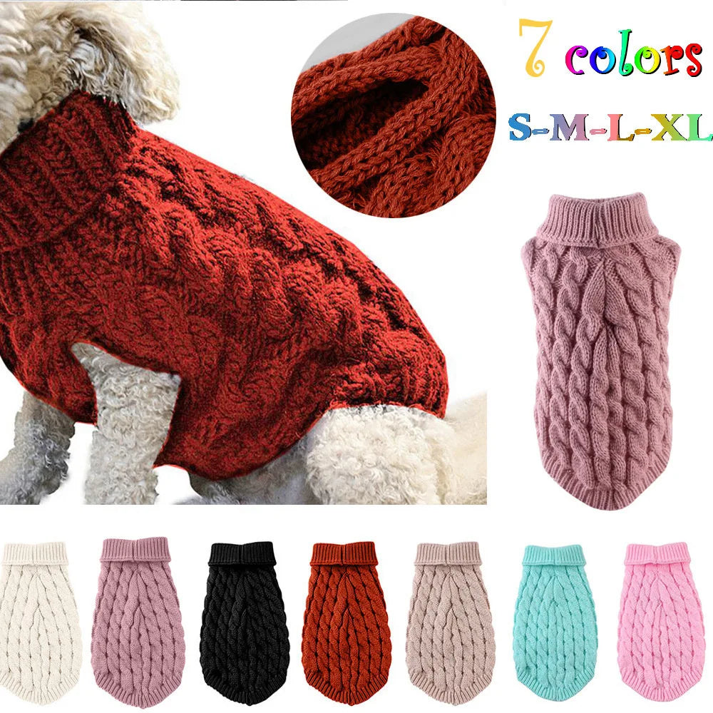 Knitted Cable-Knit Dog Sweater