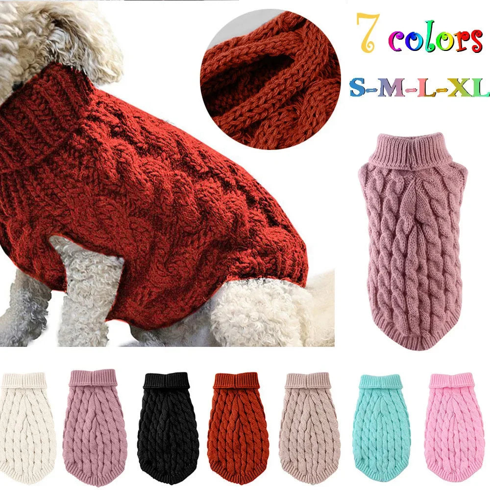 Knitted Cable-Knit Dog Sweater