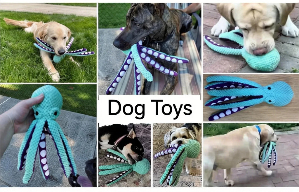 Plush Octopus Squeaky Dog Toy
