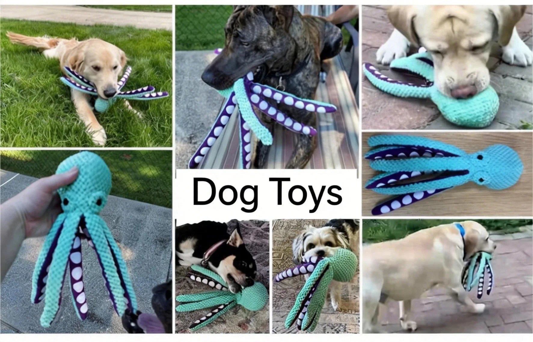 Plush Octopus Squeaky Dog Toy