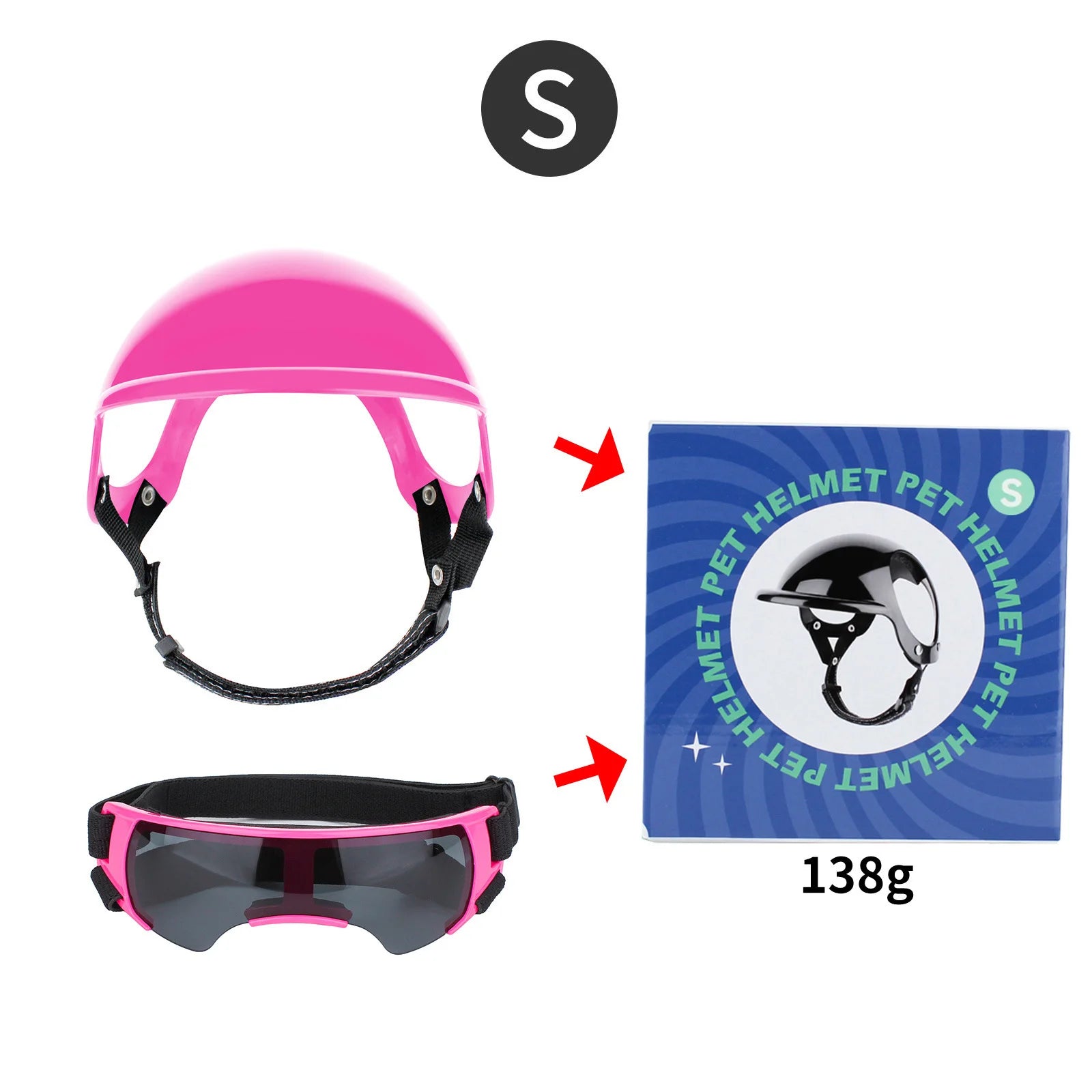 Motorcycle Style Pet Helmet & Glasses