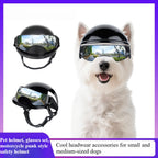 Motorcycle Style Pet Helmet & Glasses