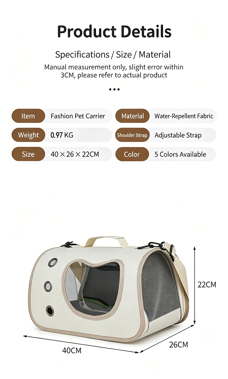 Foldable Pet Travel Carrier Bag