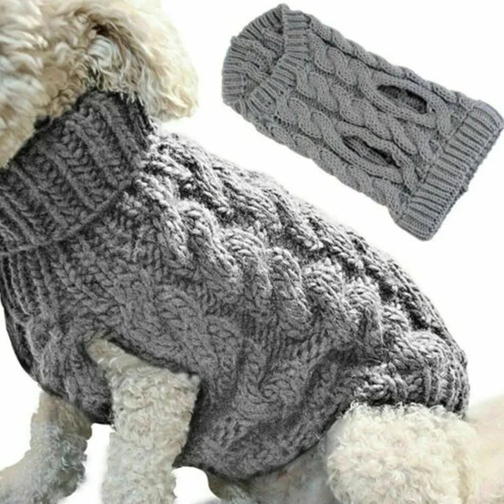 Knitted Cable-Knit Dog Sweater