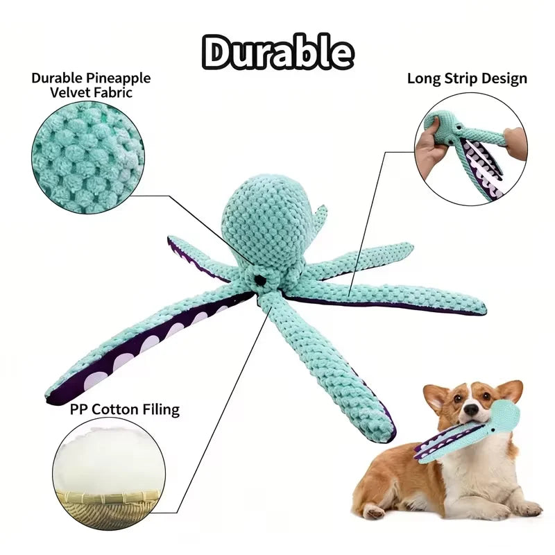 Plush Octopus Squeaky Dog Toy