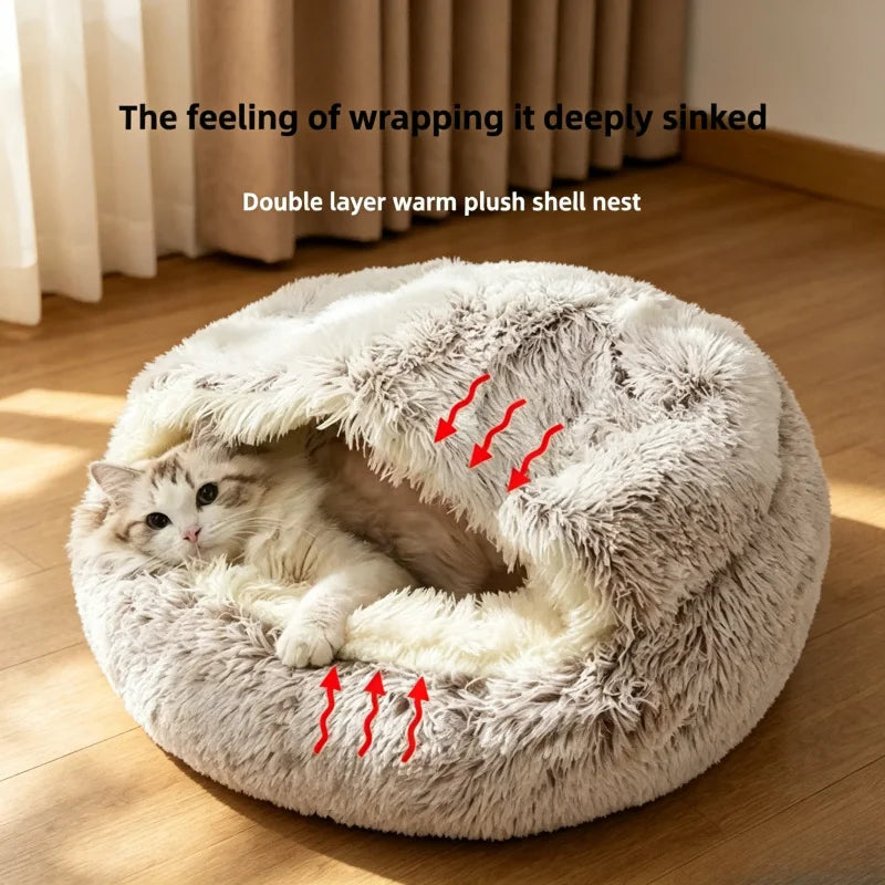 Plush Semi-Enclosed Cat Nest
