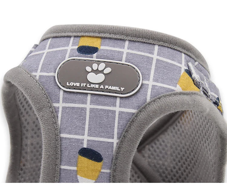 Plaid Small Dog Harness & Leash