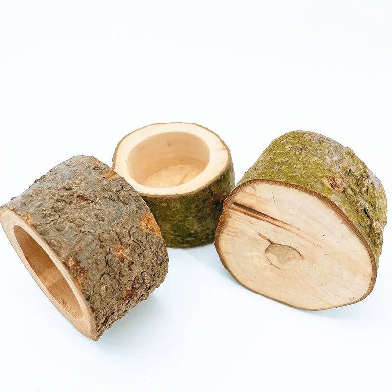 Wooden Hamster Food Bowl & Gnaw Toy
