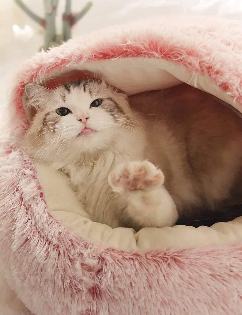Plush Semi-Enclosed Cat Nest