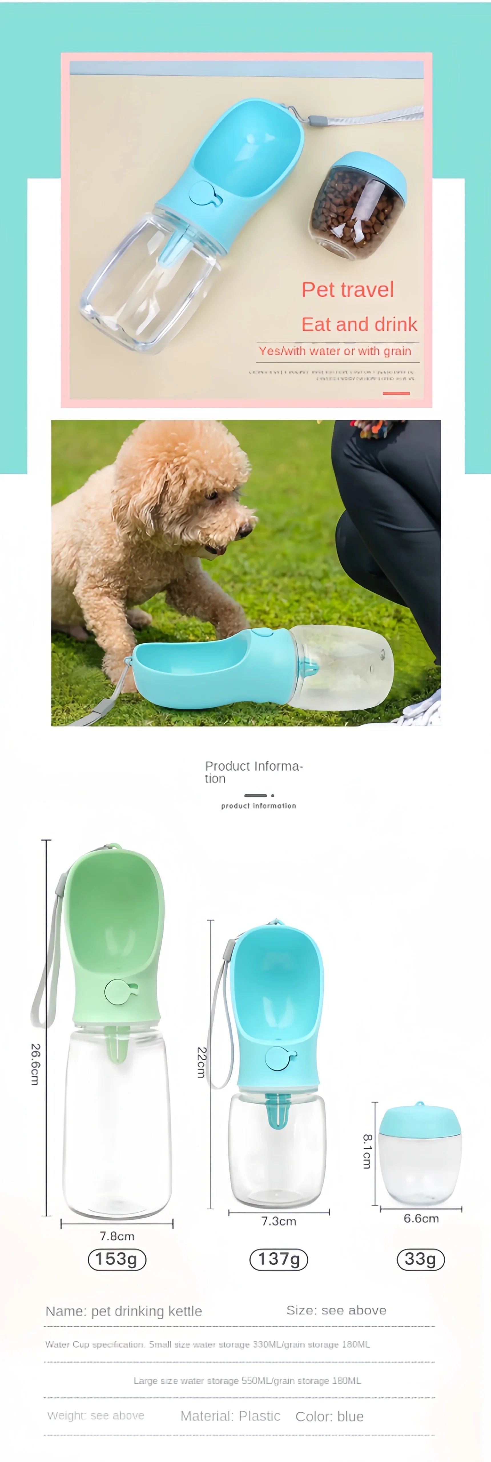 Portable Pet Food & Water Container