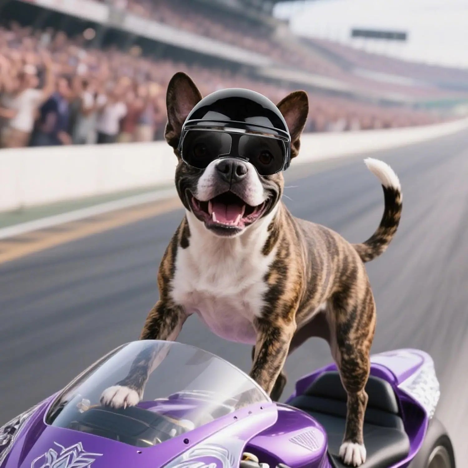 Motorcycle Style Pet Helmet & Glasses