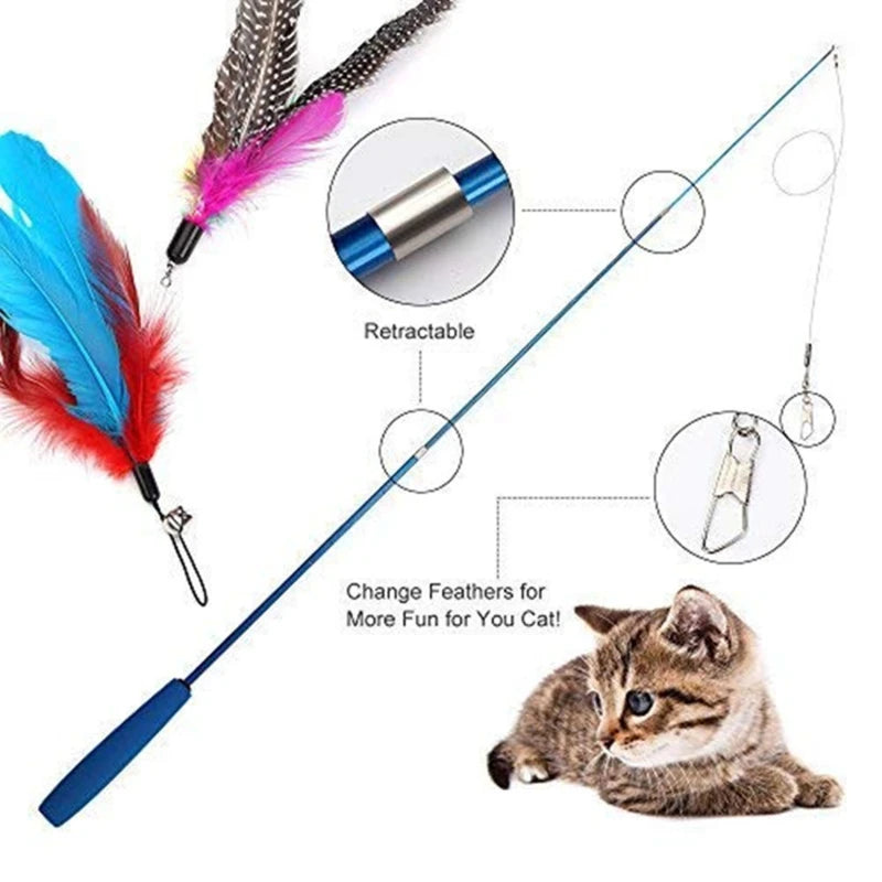 Telescopic Feather Cat Teaser Wand