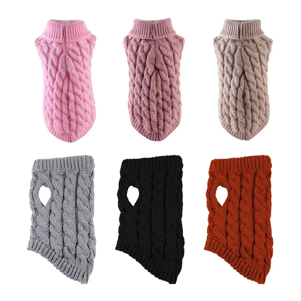 Knitted Cable-Knit Dog Sweater