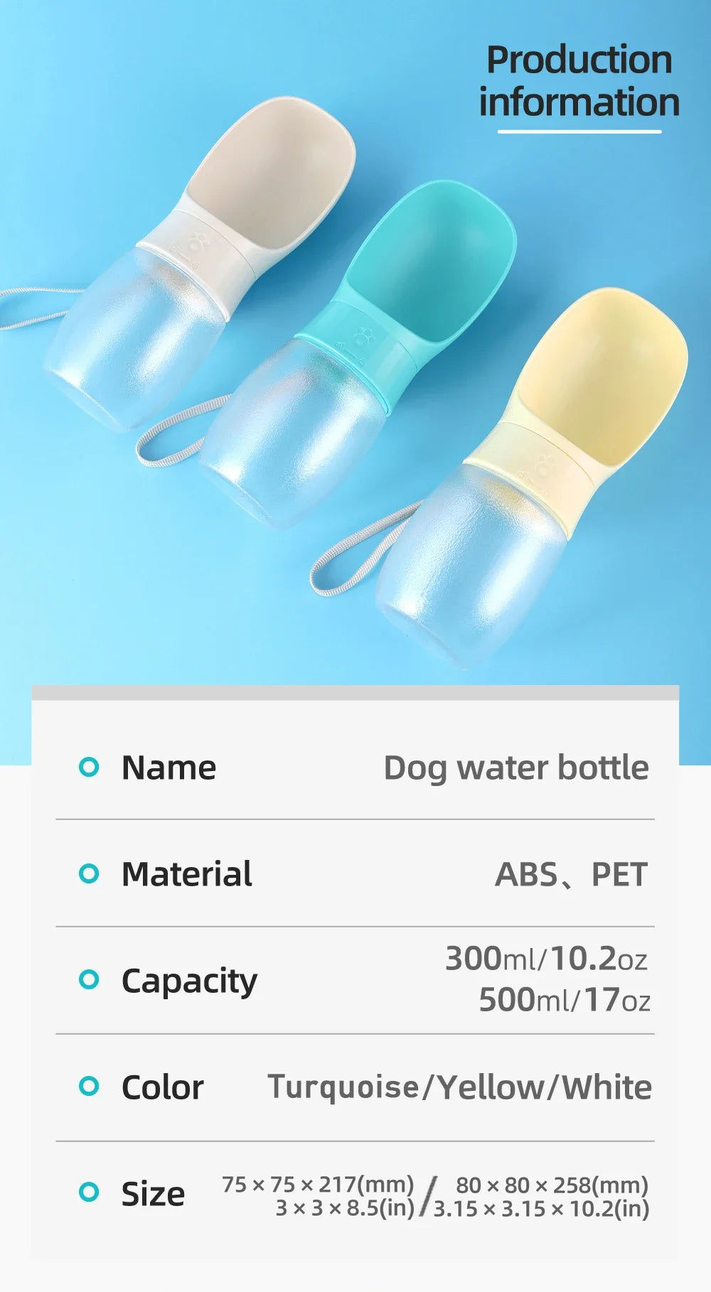 300ml Portable Dog Water Bottle