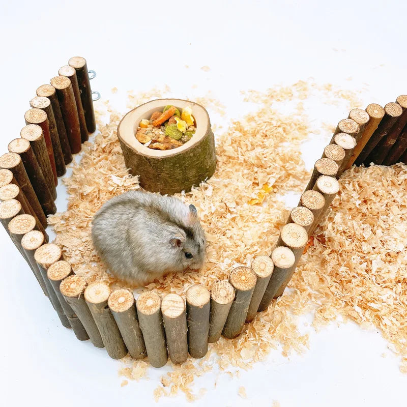 Wooden Hamster Food Bowl & Gnaw Toy