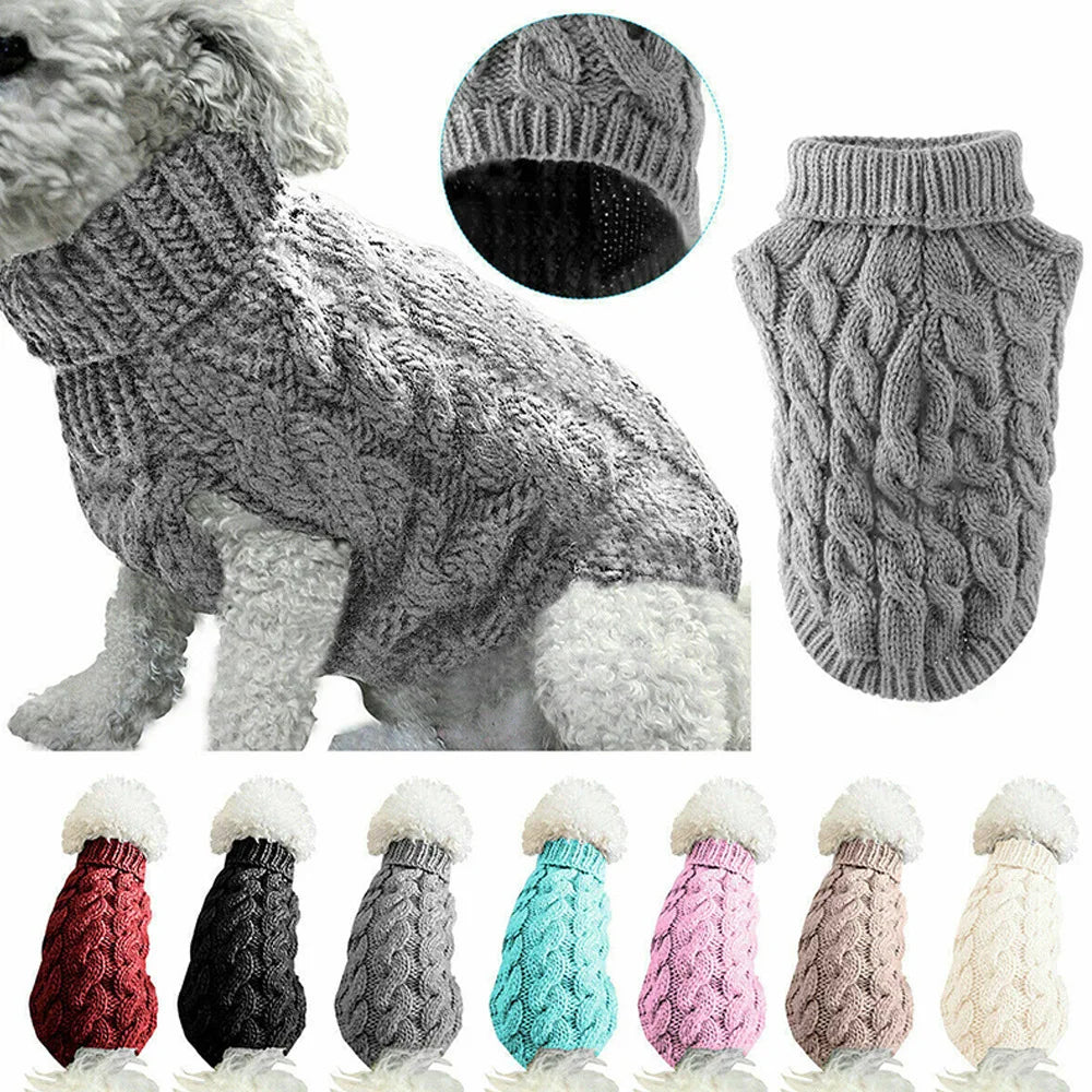 Knitted Cable-Knit Dog Sweater