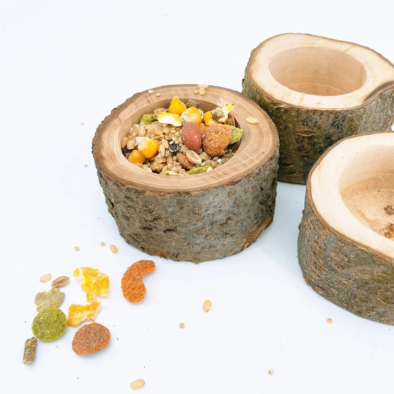 Wooden Hamster Food Bowl & Gnaw Toy