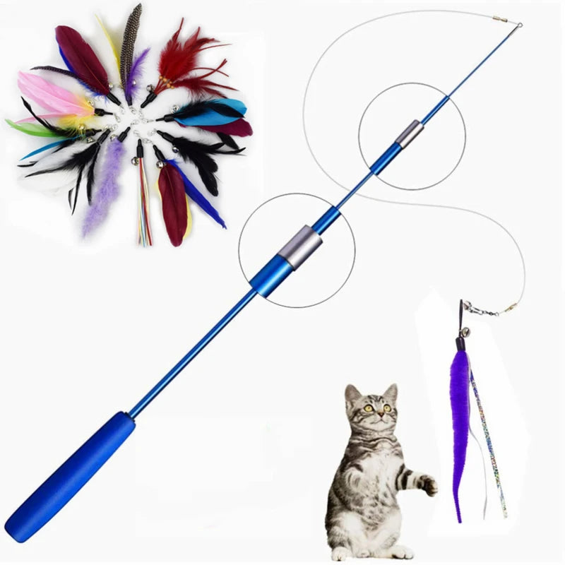 Telescopic Feather Cat Teaser Wand