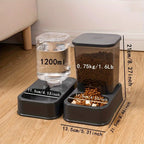 Automatic Cat and Dog Feeder with Drinker - Pet Food Bowl and Drinker Set,Smart Portion Control for Cat and Dog,Without Battery