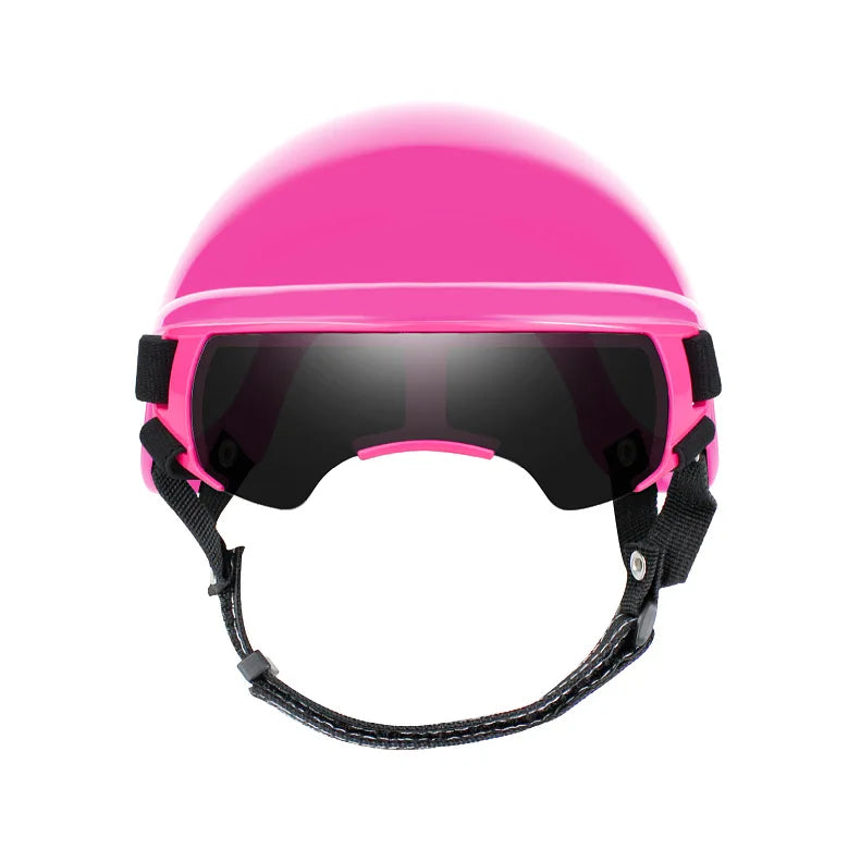 Motorcycle Style Pet Helmet & Glasses