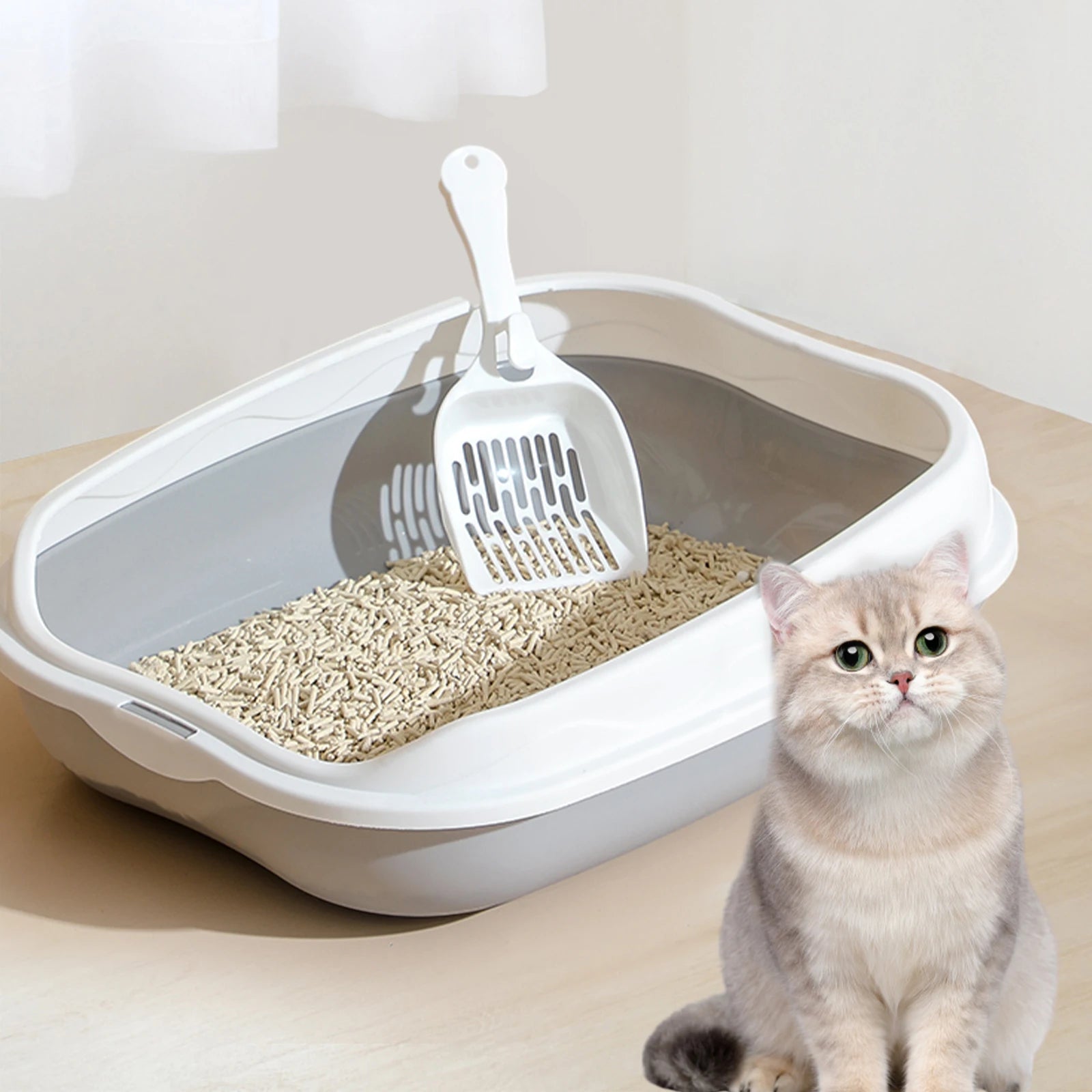 Portable Semi-Enclosed Cat Litter Box