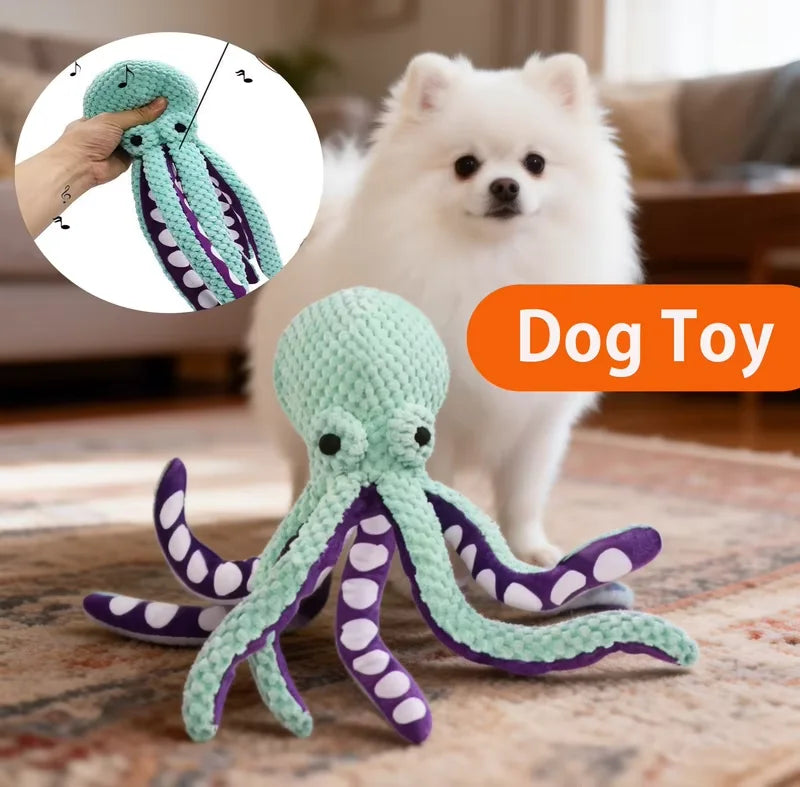 Plush Octopus Squeaky Dog Toy