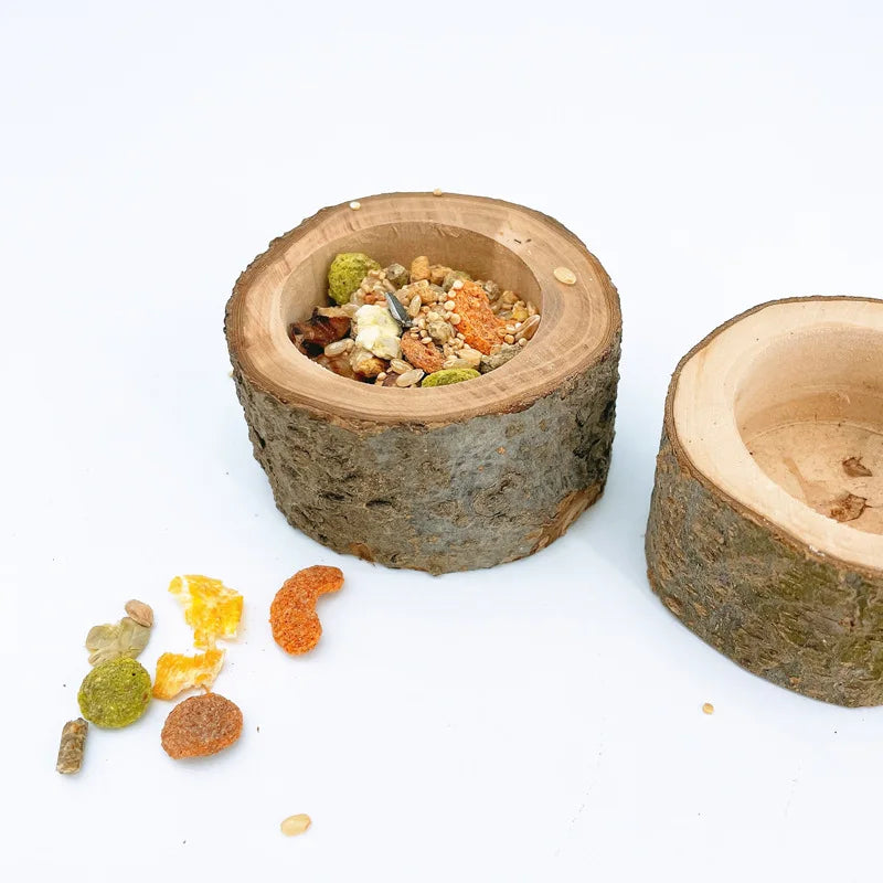 Wooden Hamster Food Bowl & Gnaw Toy