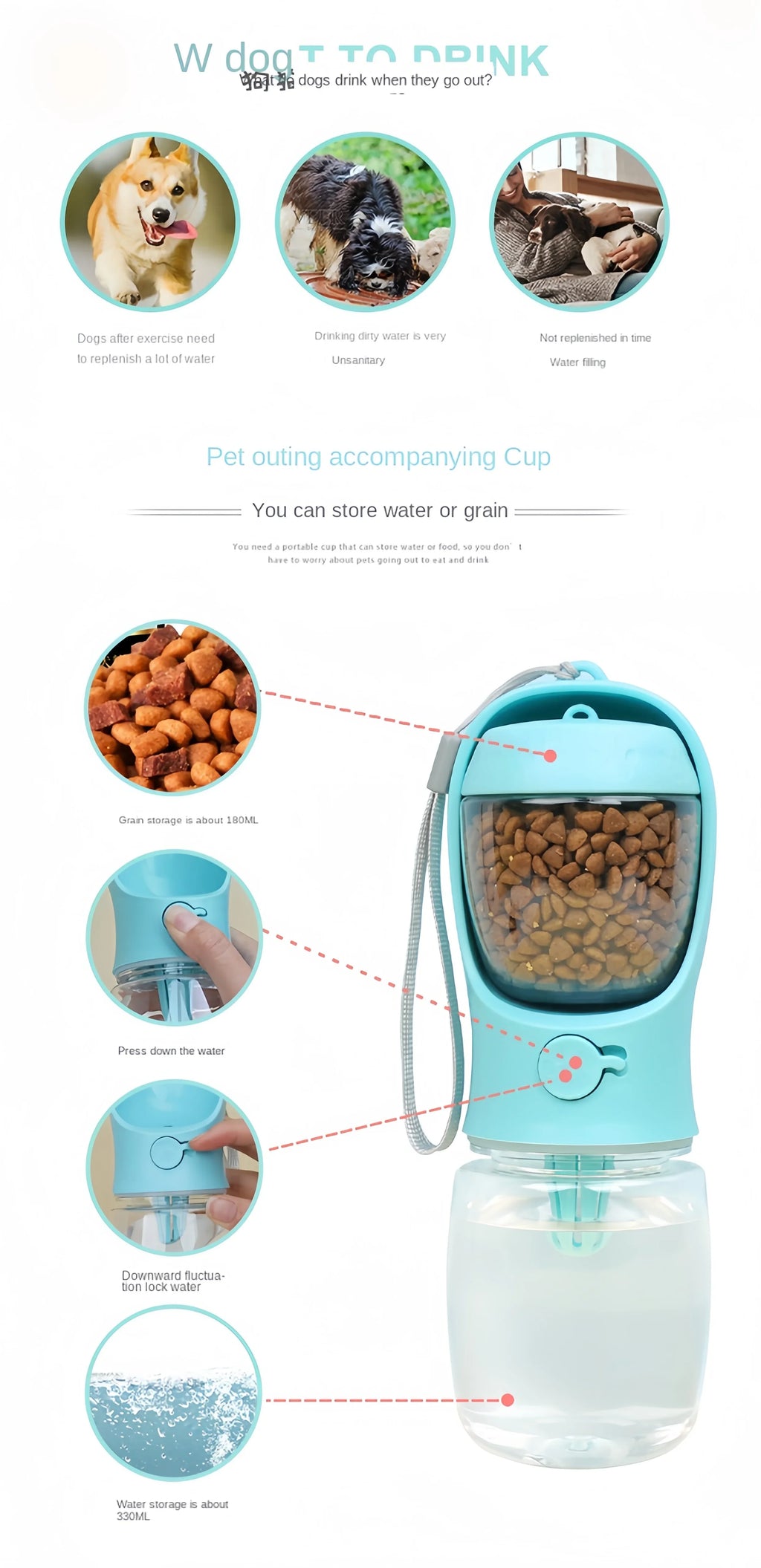 Portable Pet Food & Water Container