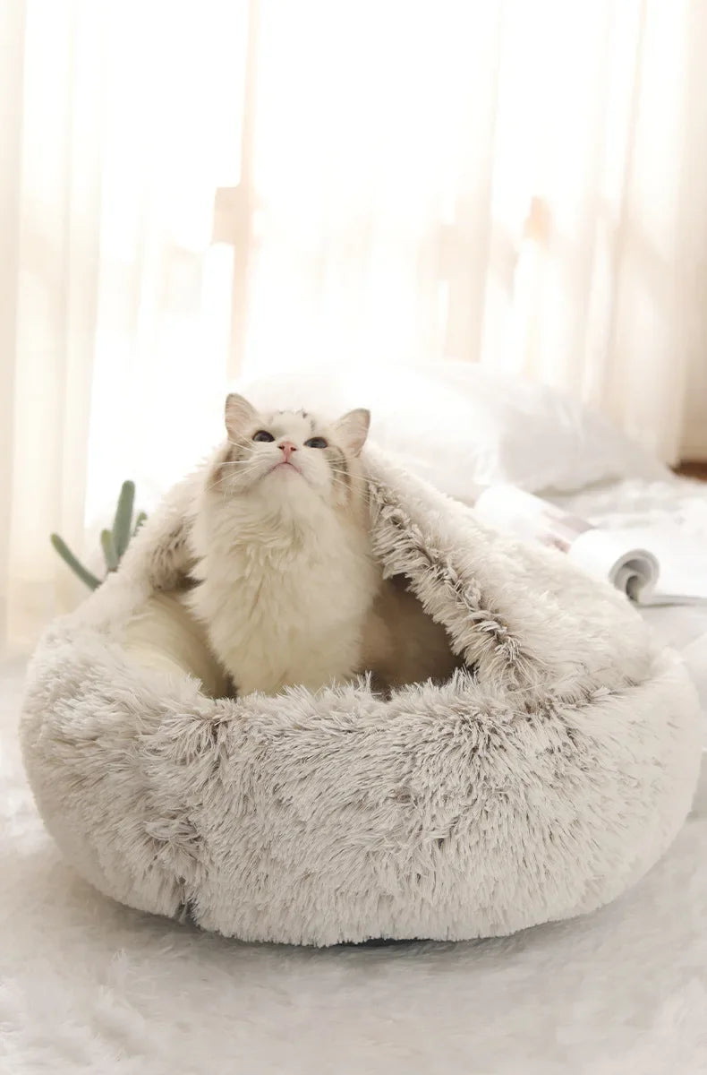 Plush Semi-Enclosed Cat Nest